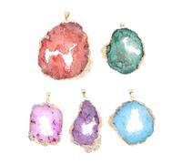 5pcs Natural Agate Crystal Stone Pendants for DIY Jewelry Making Unique Mixed Color Agate Charms Lightweight Textured Pendants for Key Chains Bracelets and More