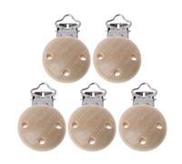 5pcs Natural Beech Wooden Clip Rounded Shape Clips for Baby Teething Chain Holder Accesories Wooden Holder Clip Solid Color Infant Clips Accessories for Baby Chain Smooth