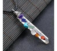 5pcs Natural Crystal Wired Wrapped Quartz with The Seven Stones Necklace