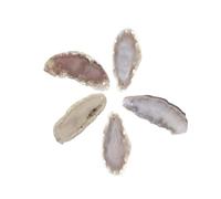 5pcs Natural Raw Stone Sliced Agate Landscape Piece - DIY Colored Wind Chime Pendant, Non-Porous Agate for Crafting(Holes-Gray,Greater than45mm)