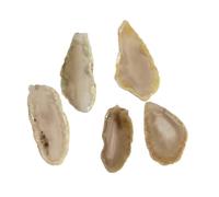 5pcs Natural Raw Stone Sliced Agate Landscape Piece - DIY Colored Wind Chime Pendant, Non-Porous Agate for Crafting(Nohole-Gray,30-45mm)