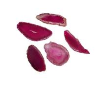 5pcs Natural Raw Stone Sliced Agate Landscape Piece - DIY Colored Wind Chime Pendant, Non-Porous Agate for Crafting(Nohole-Rosered,30-45mm)