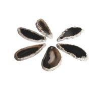 5pcs Natural Raw Stone Sliced Agate Landscape Piece - DIY Colored Wind Chime Pendant, Non-Porous Agate for Crafting(Hole-Black,Greater than45mm)