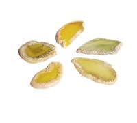 5pcs Natural Raw Stone Sliced Agate Landscape Piece - DIY Colored Wind Chime Pendant, Non-Porous Agate for Crafting(Hole-Yellow,30-45mm)