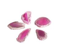 5pcs Natural Raw Stone Sliced Agate Landscape Piece - DIY Colored Wind Chime Pendant, Non-Porous Agate for Crafting(Hole-Rosered,Greater than45mm)