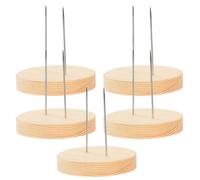 5pcs Needle Felt Animal Doll Desktop Display Stand Holder Wood Base
