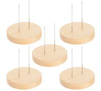 5pcs Needle Felt Animal Doll Wood Base Desktop Display Stand Holder