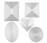 5PCS Nesting Basic Dies Rectangles & Ovals Circles & Squares Hearts Shape Metal Cutting Dies for Card Making Paper Crafting Arts Crafts Metal Die Cuts Punch Template Molds Scrapbooking Supplies