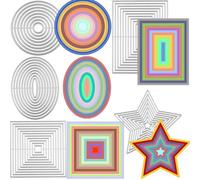 5PCS Nesting Basic Metal Dies for Card Making Rectangles Ovals Circles Squares Stars Shape Metal Cutting Dies for DIY Scrapbooking Paper Crafting Handmade Crafts Scrapbooking Supplies Metal Stencils