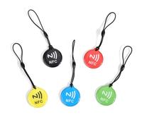 5pcs NFC Tags, Programmable Blank Cards Waterproof Ntag 215 Keychain Works with All NFC-Enabled Phones & Devices (5 Colors)