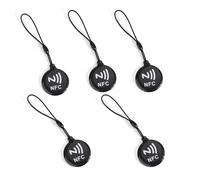 5pcs NFC Tags, Programmable Blank Cards Waterproof Ntag 215 Keychain Works with All NFC-Enabled Phones & Devices (Black)