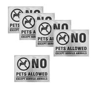 5pcs No Pets Allowed Warning Decal Sticker, Silver Brushed Finish