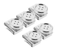 5pcs No Sew Suspender Buttons for Men Silver Iron Clip Fasteners