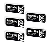 5pcs No Smoking No Vaping Sign for Business, 9x3 Inch Acrylic No Smoking Signs Self Adhesive No Smoking or No Vaping Sign Easy to Install for Business Home Office (Black)