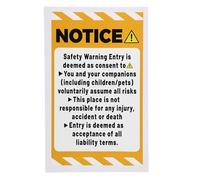 5pcs Notice Not Responsible for Injury or Accident Signs, 9.8x5.9in Vinyl Safety Caution Sign Enter at Your Own Risk Security Warning Sticker Decal for Property Office Workplace