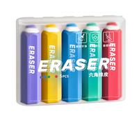 5PCS Novelty Colorful Pencil Shape Erasers Easy Erasing Hexagonal Grip for Kid Student Sketching Drawing Writing Hexagonal for Students Smudge Classroom Essentials Ergonomic Hexagon for Writing