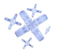 5pcs O.D 2.4~12.7mm Plastic Cross Connectors Garden Irrigation Pipe 4-Ways Joint Aquarium Tank Air Pump Hose Pagoda Joints(11.1mm,200 Pieces)