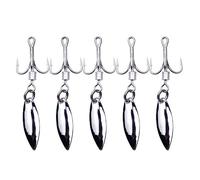 5Pcs of Sliver Willow Blade Lures with Barbed Treble Hooks Fishing Baits Suitable for Sea Fishing(6#)