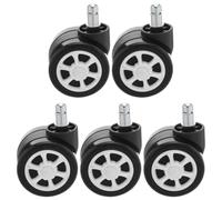 5pcs Office Chair Caster Wheels for Hardwood Floors, Quiet Rolling | Polyurethane and Metal Stem Insertion Design, White Finish, 30kg Load Per Wheel, for Gaming Chairs and Stools