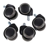 5pcs Office Chair Caster Wheels Nylon Dual Bearing Replacement Set | Black Smooth Surface, Pressure Resistant Twin Wheel Design, for Hard Floors, File Cabinets and Tables