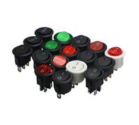 5PCS ON/OFF Round Rocker Switch LED illuminated Car Dashboard Dash Boat Van 12V 24V / 6A 250V / 10A 125V 2/3/4PIN Switch 20MM(2Pin Black ON-OFF)