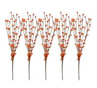 5pcs Orange Faux Berry Stems Plastic Christmas Thanksgiving Vase Decor