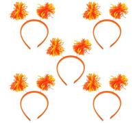 5pcs Orange Woolen Yarn Pom Pom Headbands for Party