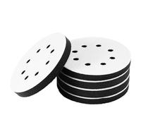 5pcs Orbital Sander Pads, 8 Holes Sponge Sanding Pads with Hook and Loop Face White and Black Foam Sanding Soft Density Interface Pads for Orbital Sander Sponge Cushion Buffer Backing Pad