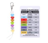 5pcs Order of Blood Draw Beads & 5pcs Reference Cards, Order of Blood Draw Vertical Badge Card Phlebotomy Essentials for RN Nurse Student Practitioner Present
