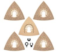 5Pcs Oscillating Multitool Triangular Carbide Grit Rasp Blades Sanding Pads Tool for Tile Grout Mortar Concrete Masonry
