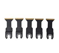 5Pcs Oscillating Tool Blades, Universal Saw Lengthened H Type Bimetallic Ti Plated 1-3/4in, High Hardness DIY Oscillating Saw Blades for Woodworking, Compatible with F