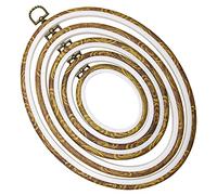 5PCS Oval Embroidery Hoops - Imitation Wood Cross Stitch Hoop Frame Set, Decorative Display Embroidery Rings 10CM-29CM for Needlepoint Sewing Craft (5 Different Sizes)