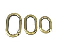 5Pcs Oval Metal Spring O Rings - Zinc Alloy Buckle Hooks for Handbag Keychain DIY Accessories(Brass,16mm)