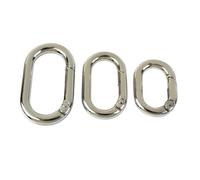5Pcs Oval Metal Spring O Rings - Zinc Alloy Buckle Hooks for Handbags, Keychains, and DIY Accessories(Silver,16mm)