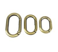 5Pcs Oval Spring O Ring Carabiner Clips - Openable Metal Buckle for Bag Strap, Keyring, and Pendant Connection(Brass,16mm)