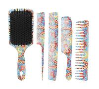 5Pcs Paddle Hair Brush Set, Hair Comb Kit with Detangling Brush, Tail Comb and Wide Fine Teeth Combs, Professional Styling Tools for Salon and Home Use, Includes 5 Different Brushe