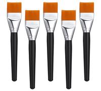 5Pcs Paint Brush Flat Paint Brushes Artist Craft Paint Brushes Watercolor, Wood Paint Brush Bulk Art Detail Oil Brush for Kid Adult(7.48 x 1.5 Inch) (Gold)