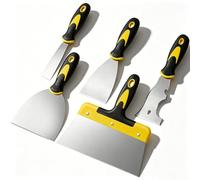 5Pcs Paint Wallpaper Scraper Set, Stainless Steel Wall Putty Stripper Plastering Tools Skimming Blade, Include 4 Paint Scrapers & 1 Multi Scraper Tool for Drywall Decals, Repair Filler, Decoration