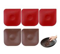 5Pcs Pan Scrapers Plastic Scraper Tool Easy Clean Non-Sticky Flexible Dough Cutter Non Scratch Dish Scraper for Home Kitchen Commercial Cleaning Tools and Soft Food Cutting (2Pcs Brown*3Pcs Red)