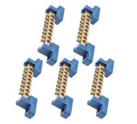 5pcs Panel Mount Multi Position Terminal Block with 8 Positions Screw | Blue Insulated Bus Bar Block with Brass and Zinc Materials, High Thermal Stability, Fits Tight Spaces for Electricians