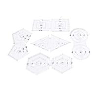 5Pcs Patch - Work Ruler Set, Acrylic Double Round Pentagon Hex Triangle Sewing Ruler with Clear Scale for DIY Quilting, Multi - Shape Template for Left and Right Handed