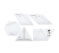 5Pcs Patch - Work Ruler Set, Transparent Quilting Ruler for Sewing and Crafting, Includes Trapezoidal Triangular 45° 60° Hex Templates with Metric Scale for Accurate Cutting and Me