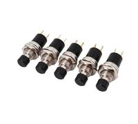 5Pcs PB05A 7mm ON-OFF 2Pin Latching Self-Locking SPST Normally Open Mi&ni Push Button Switch(5Pcs Black)