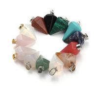 5Pcs Pendulum Shape Natural Stone Charms Pendants Quartz Crystal Turquoises Opal Beads Pendant for DIY Jewelry Making Necklace, Stone, Opal Quartz No Gemstone