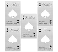 5PCS Personalised Bottle Openers Credit Card Size, Groomsmen Best Man Gifts for Wedding Bachelor Party, Stainless Steel Beer Bottle Opener, Spade A Silver