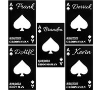 5PCS Personalised Bottle Openers Credit Card Size, Groomsmen Best Man Gifts for Wedding Bachelor Party, Stainless Steel Beer Bottle Opener, Spade A Black