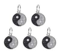 5pcs PET Id Tags Zinc Alloy Yin Yang Pattern Cat Puppy Name Tags | Pendant for PET Collars, Engrave Names and Phone Numbers, Decorative Charm for Holiday Costumes and Birthdays