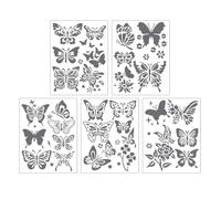 5Pcs PET Painting Templates 6.7x5In Butterfly Flower Stencils for Kids Drawing Scrapbooking Journal Album Family Activity Art Supplies Set
