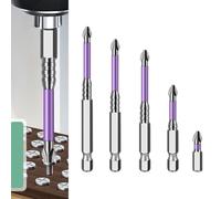 5pcs PH2 Magnetic Cross Screwdriver Drill Bits Set, Non-Slip Alloy Steel Batch Heads with 62HRC Hardness, Phosphating Black Coating