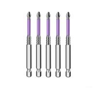 5pcs Ph2 Screwdriver Bits Set, Alloy Steel Non-slip Cross Head With Magnetic Tip, 62hrc Hardness For Electric Drill And Hand Tool, Silver And Purple, 25mm To 150mm Lengths(90)